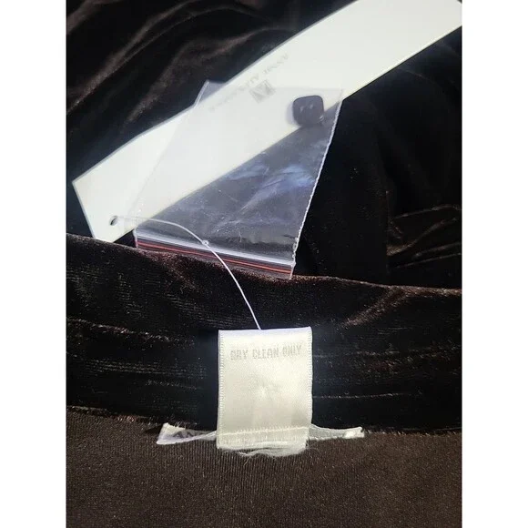 Annie Alexander Brown Velvet Button Up Shirt Dress L Stretchy Fall Thanksgiving - Picture 5 of 5